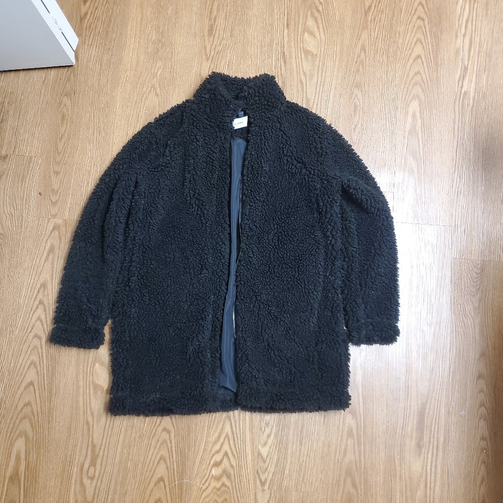NWT Banana Republic Factory Black Teddy Bear Sherpa Faux Shearling Coat Jacket
